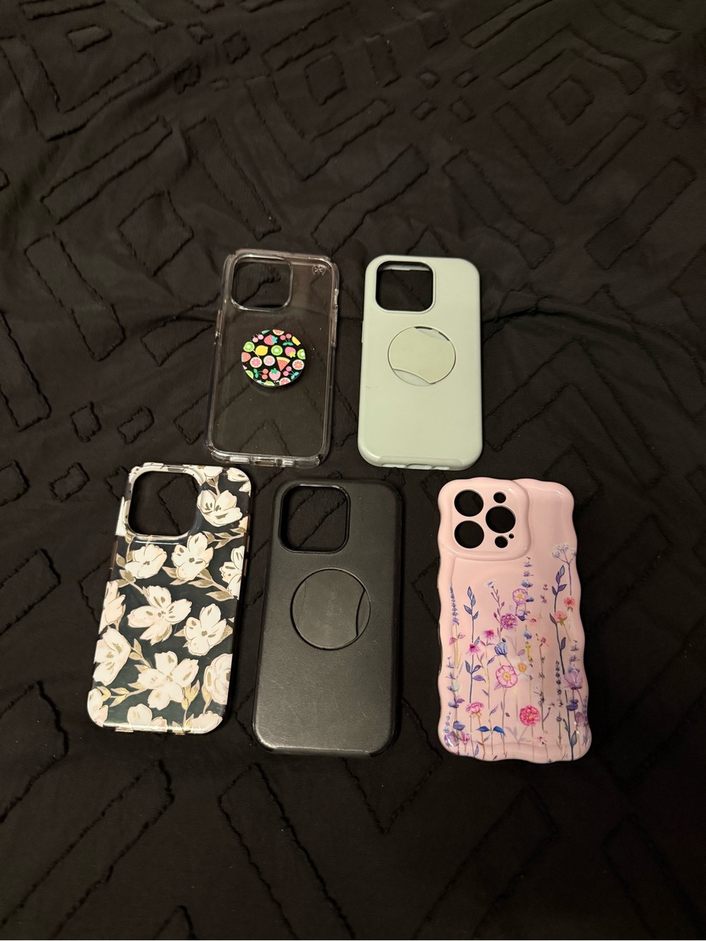 Assorted Pink, Black, Mint, Floral Phone Cases with PopGrip Compatible Ring